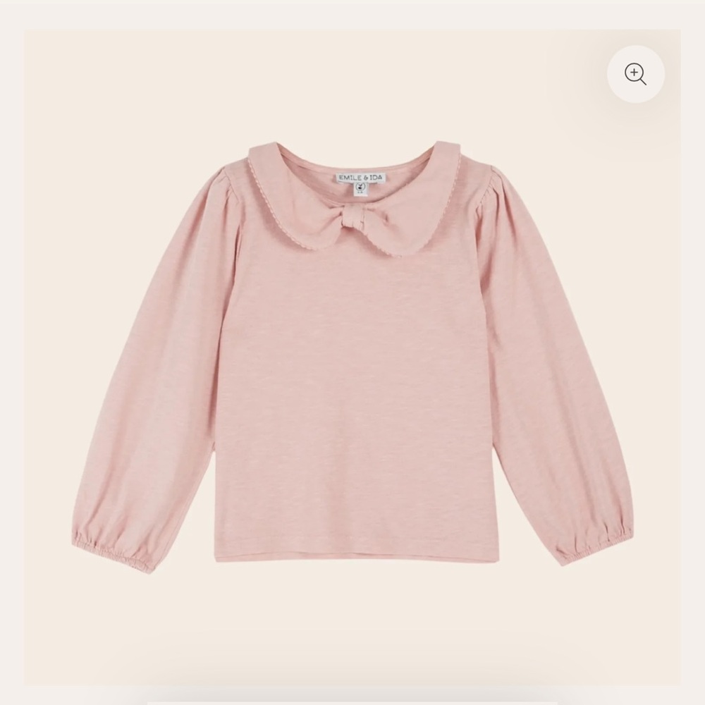 Emile et Ida peony Organic Cotton Bow-Neck T-Shirt, size 6A